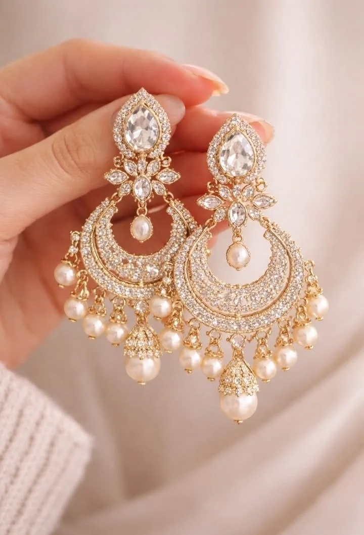 Ornate Kundan Drop Earrings