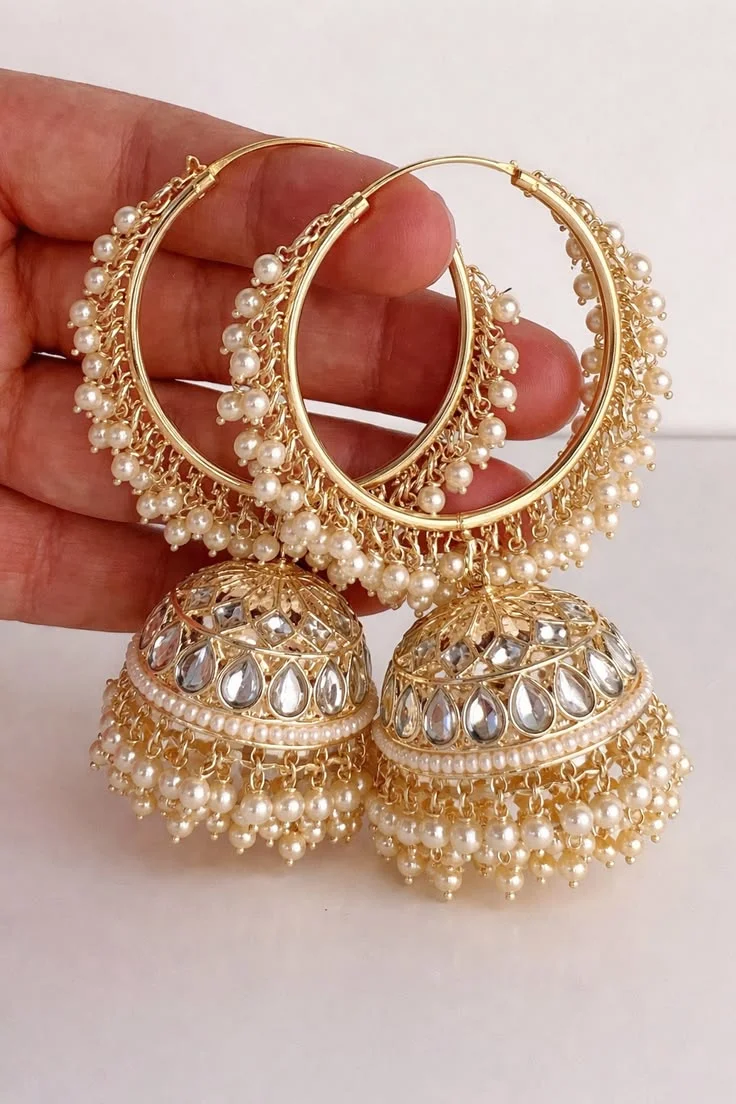 Elysian Pearl Chandbali Earrings variant 2